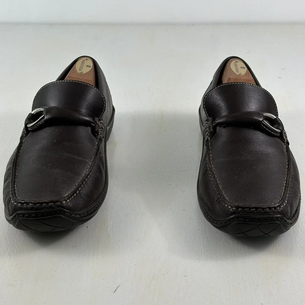 Donald J Pliner‎ Men's Leather Driving Shoes 8.5 Brown Mocs Horsebit Loafers